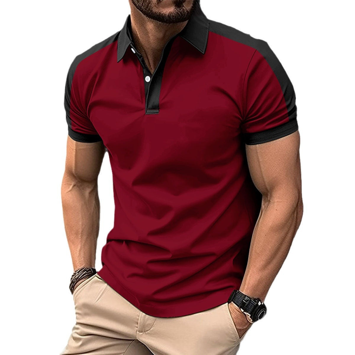 Herren Polohemd Sportlich Modern mit Kontrast