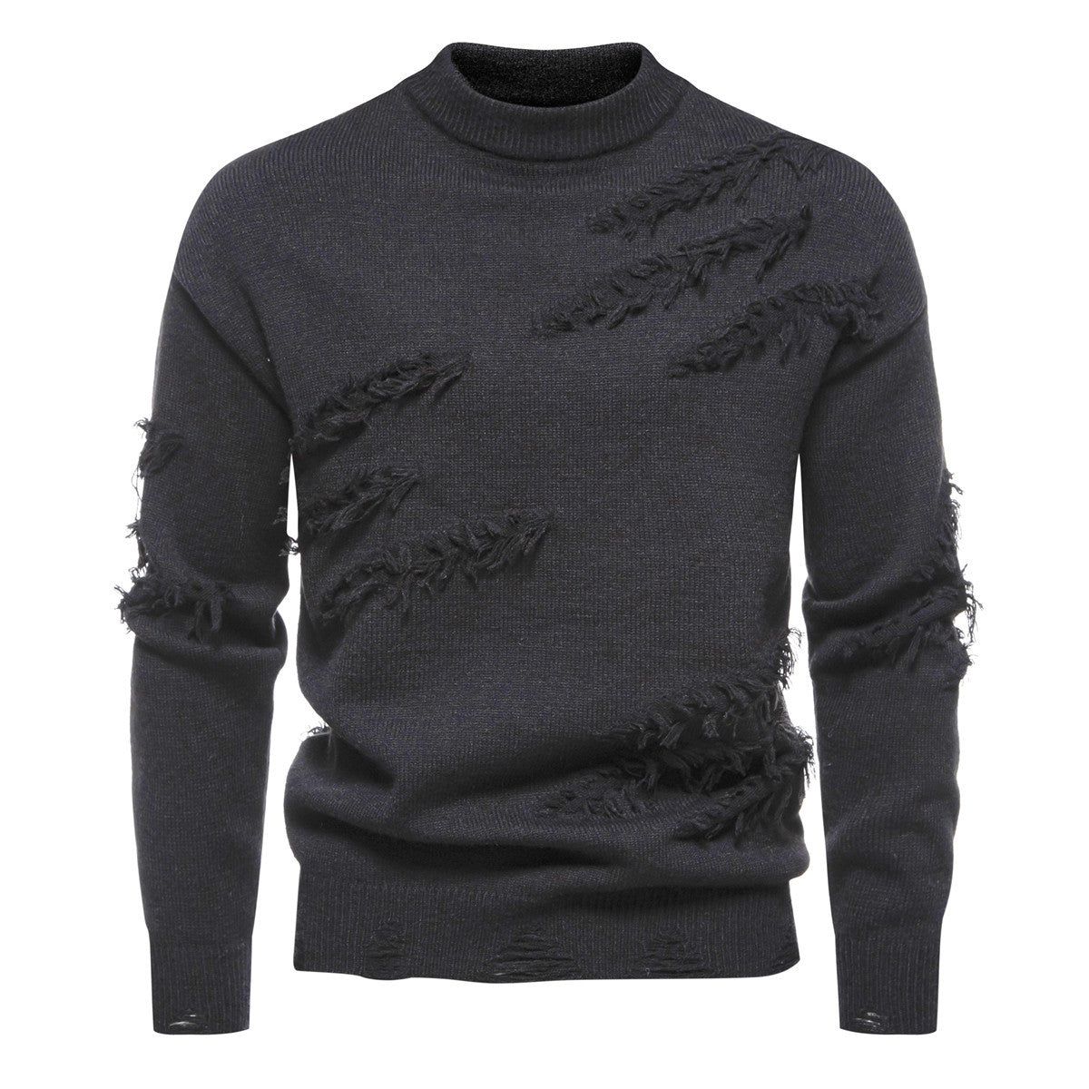 Herren Rollkragenpullover Modern Distressed Style