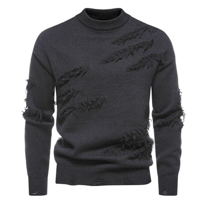 Herren Rollkragenpullover Modern Distressed Style