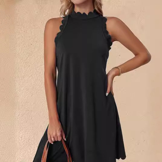 Damenkleid Ärmellos Fließend Mit V-Ausschnitt Sommerkleid