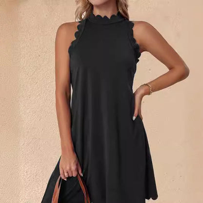 Damenkleid Ärmellos Fließend Mit V-Ausschnitt Sommerkleid