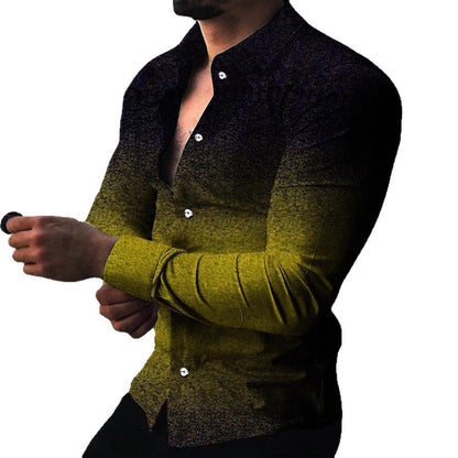 Herren Langarmhemd Farbverlauf Modern Edel Look