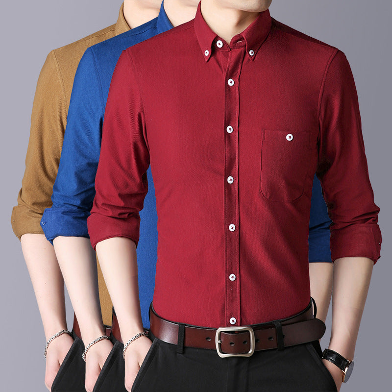 Herren Langarmhemd Klassisch Slim Fit Button Down Kragen - BerlinGlamour