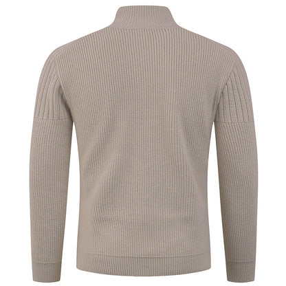 Herren Strickpullover Hochkragen Knopfdesign Modern