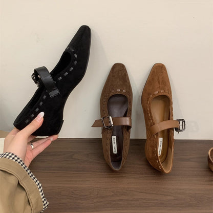 Damen Mary Janes Schuhe Elegant Wildleder Schnalle