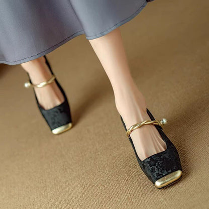 Damen Ballerinas Elegante Schmuckdetail Glitzer