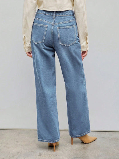 Moderne Wide-Leg Jeans Damen Straight Fit