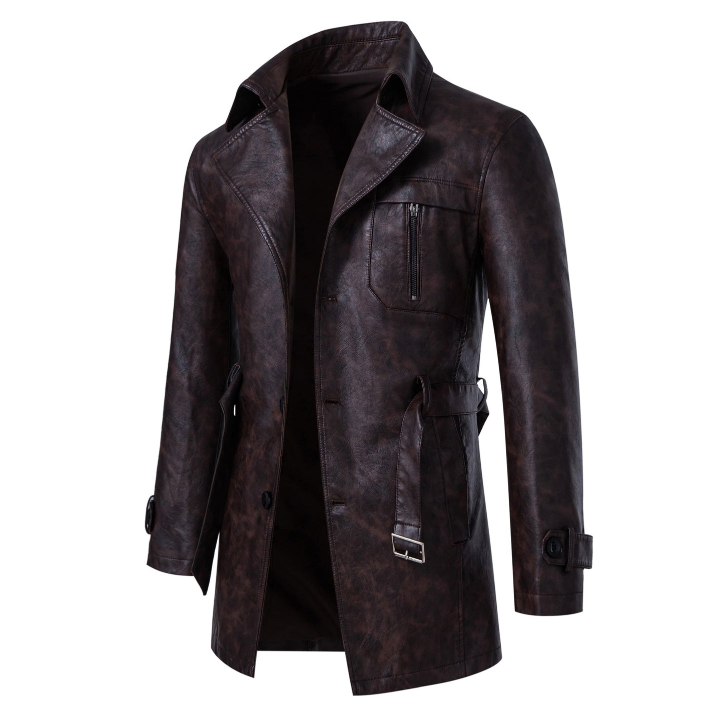 Herren Lederjacke Modern mit Reißverschluss Stehkragen Schwarz - BerlinGlamour