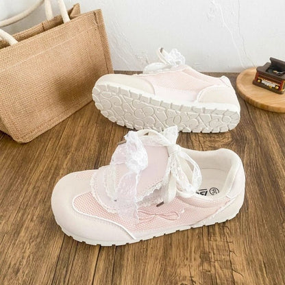 Damen Sneaker Spitze Atmungsaktiv Weiß Mode