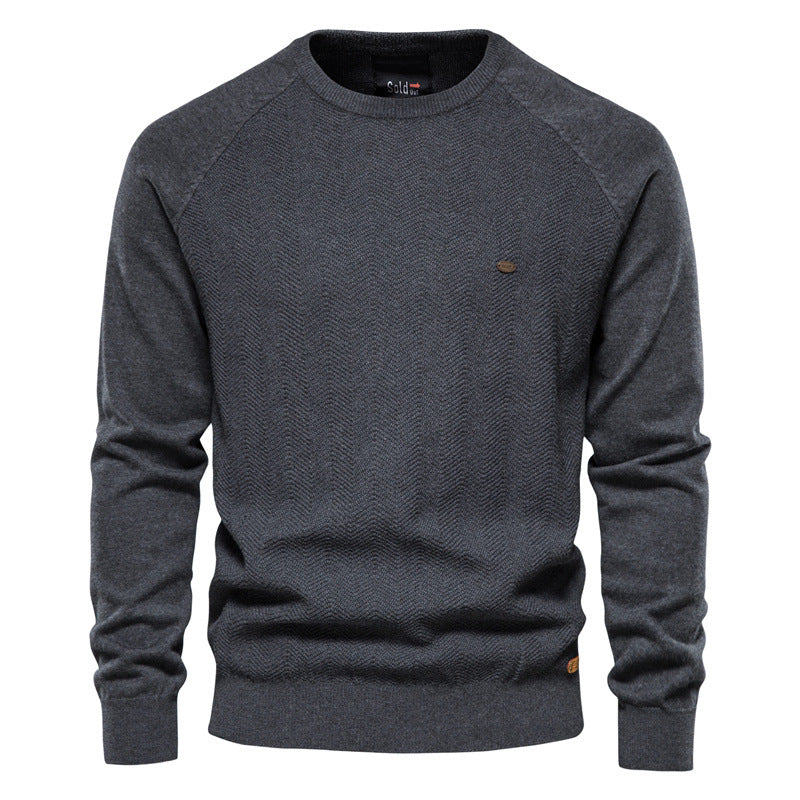 Herren Strickpullover Rundhals Elegantes Zickzackmuster