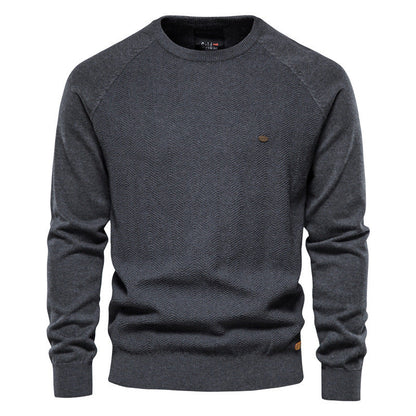 Herren Strickpullover Rundhals Elegantes Zickzackmuster