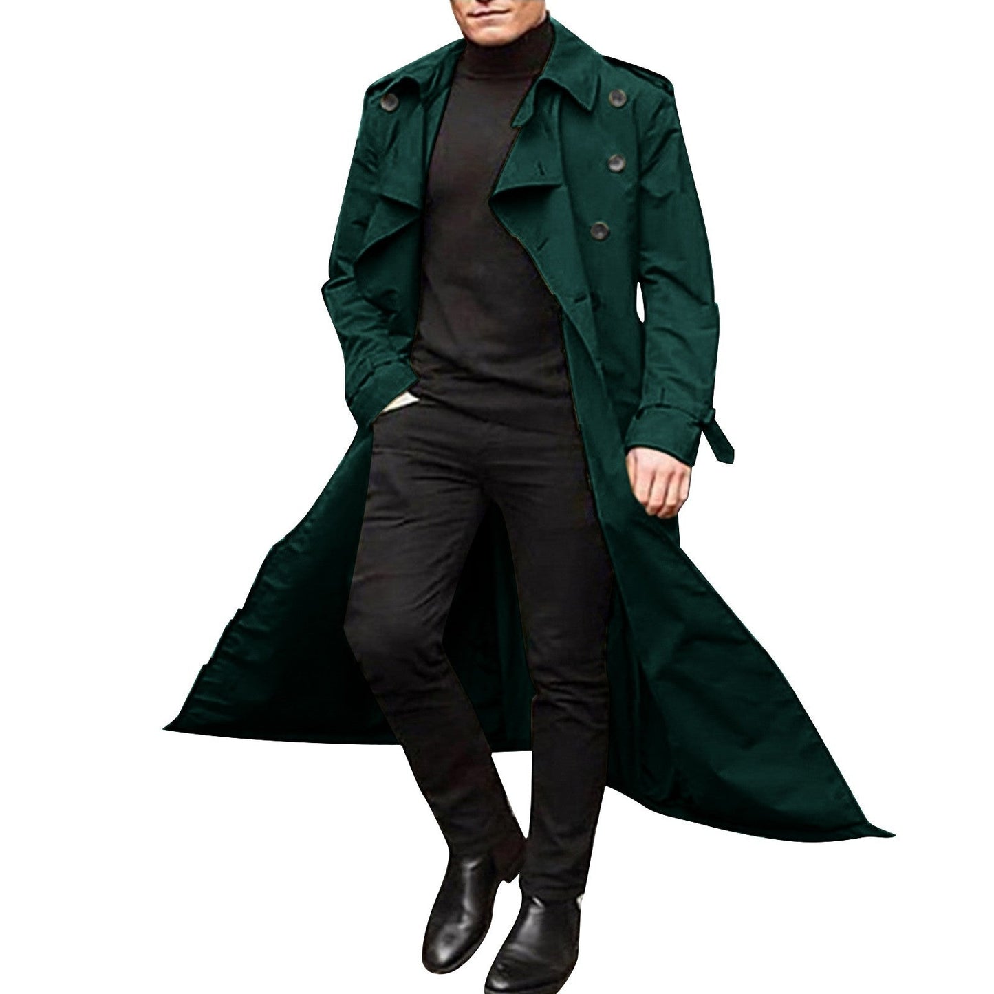 Herren Trenchcoat Eleganter Doppelreihen Mantel Berlin Style