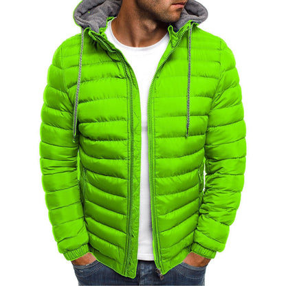 Herren Steppjacke Leicht Kapuze Reißverschlusstaschen Outdoor