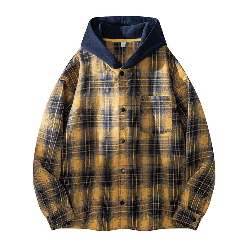 Herren Hemdjacke Lässig Kapuzenjacke Karomuster Warm