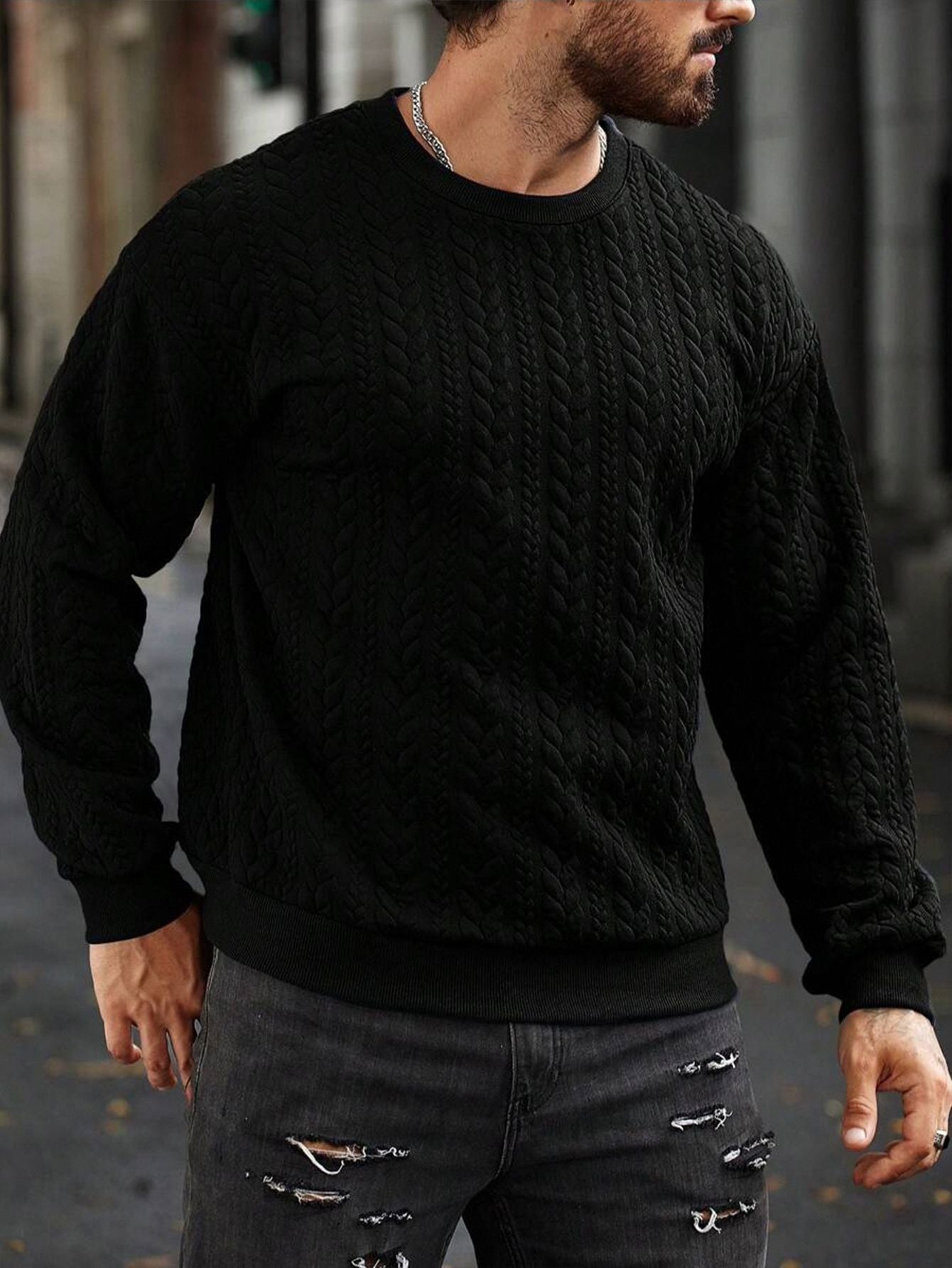 Herren Strickpullover Muster Pullover Grobstrick Modern