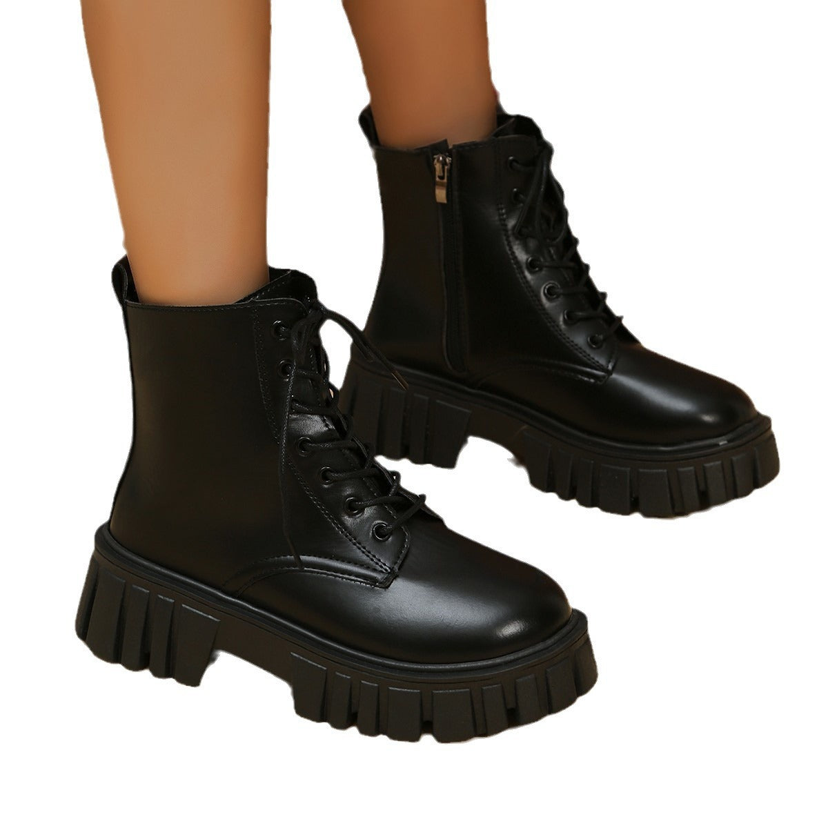 Damen Stiefel Chunky Boots Robust Reißverschluss Winter