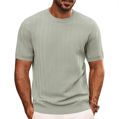 Herren T-Shirt Rundhals Strukturiert Modern