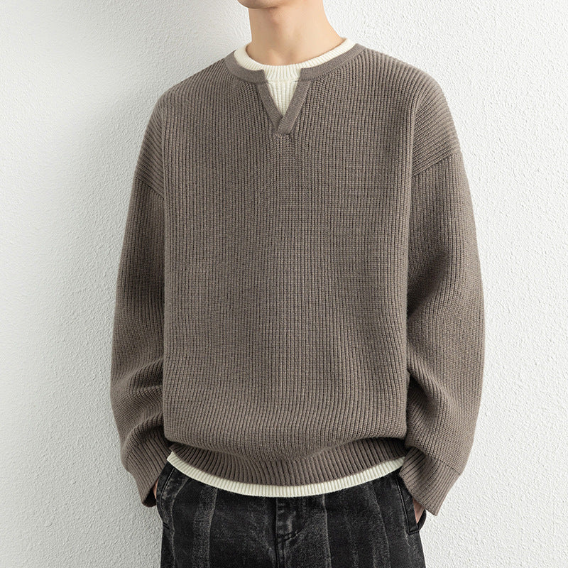 Strickpullover Herren V-Ausschnitt Modern Strukturiert