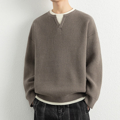 Strickpullover Herren V-Ausschnitt Modern Strukturiert