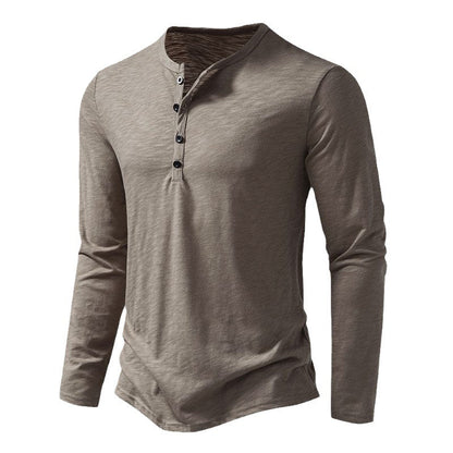 Herren Langarmshirt Leicht Knopfleiste Modern