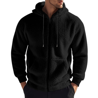 Weicher Fleece-Hoodie für Herren mit Taschen Reißverschluss