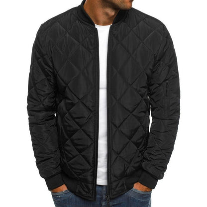 Herren Bomberjacke Steppjacke Hochkragen Schwarz Modern