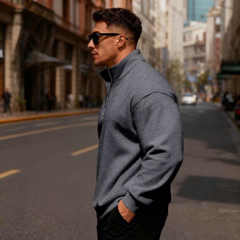 Herren Sweatpullover Hochkragen Reißverschluss Sportlich