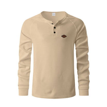 Herren Langarm-Shirt mit Knöpfen und Textil-Muster Modern