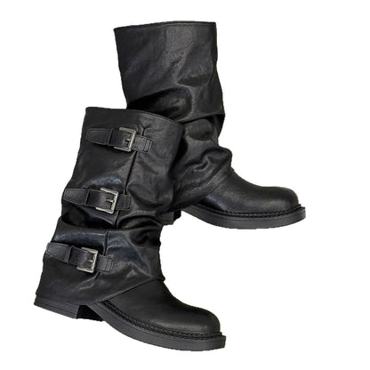 Damen Stiefel Mode Schnallen Robust Winter
