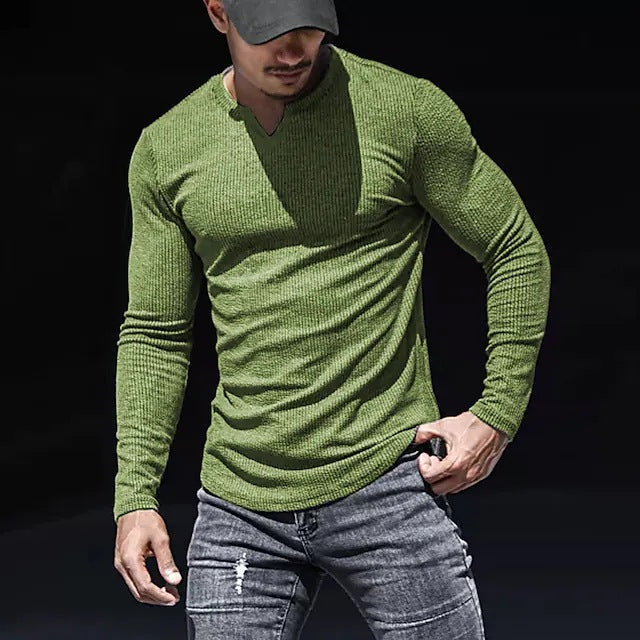Herren Langarmshirt V-Ausschnitt Modern Style