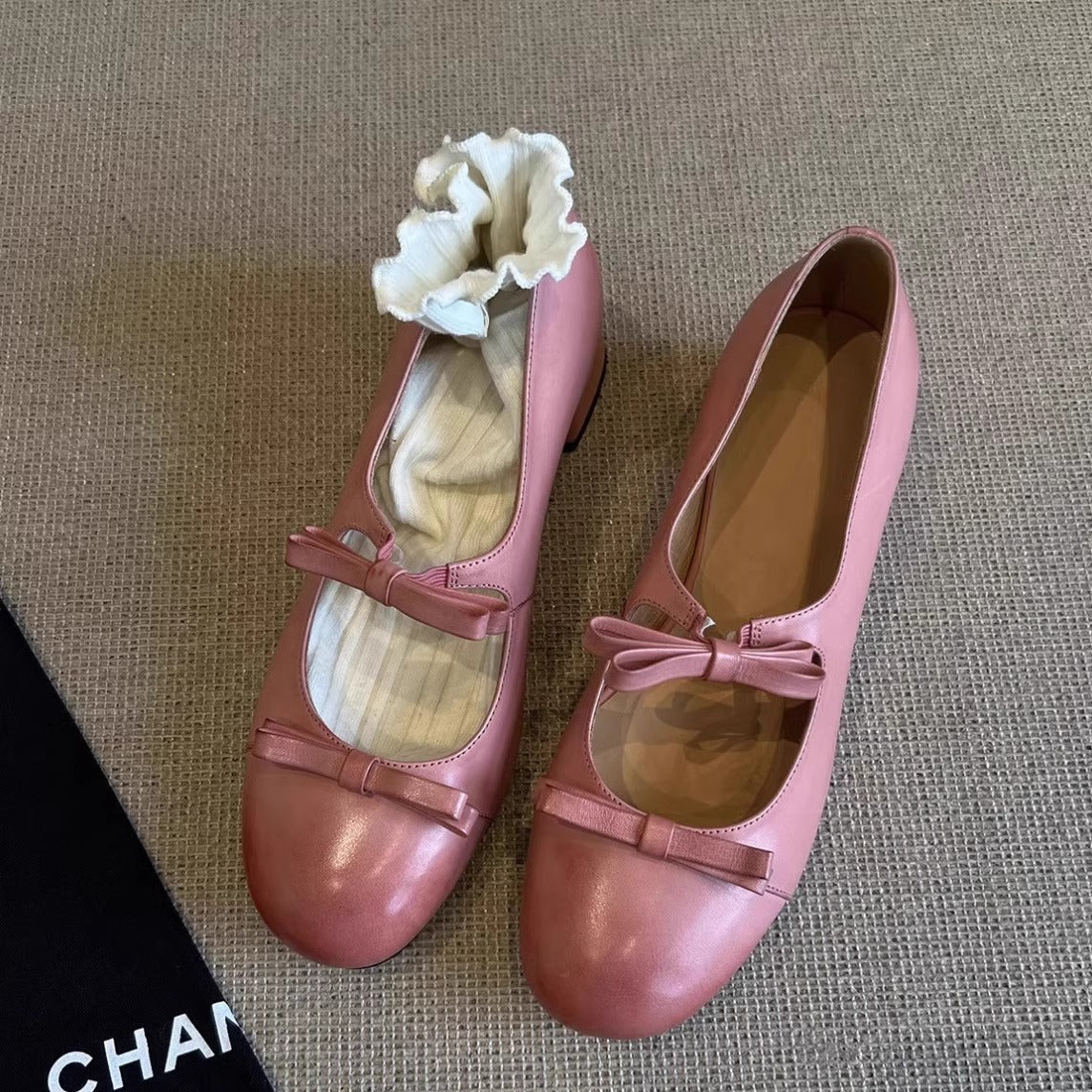 Damen Ballerinas Bequem Schleifen Detail