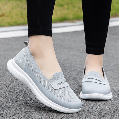 Damen Sneaker Atmungsaktiv Bequem Slip-On Weiss