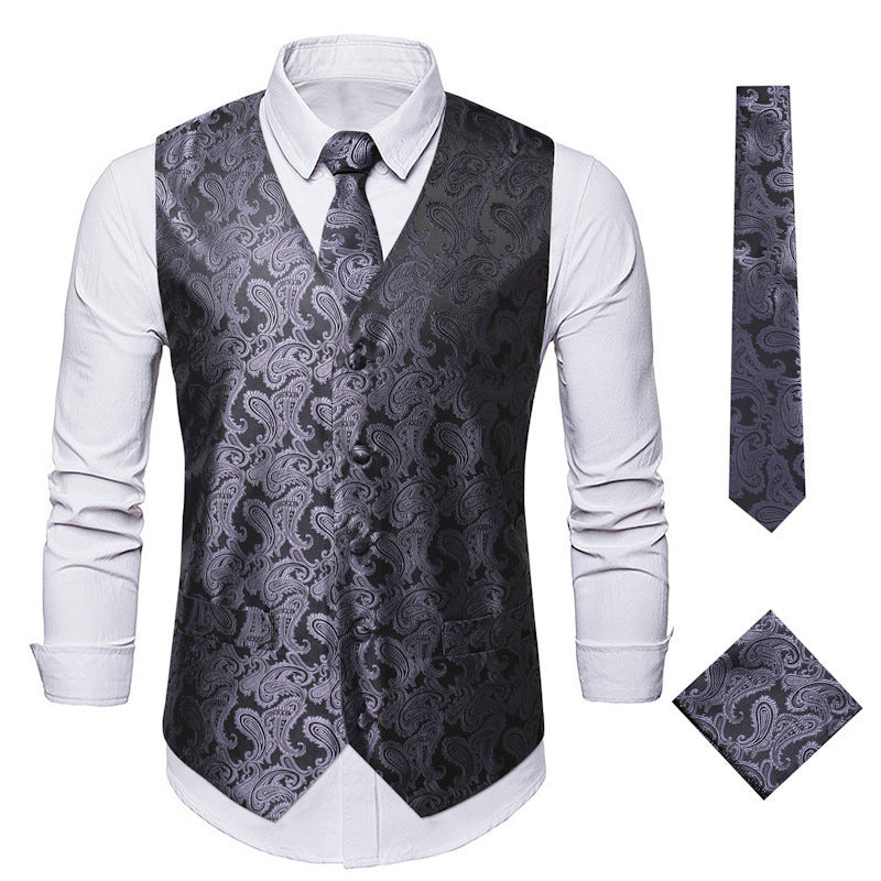 Herren Weste Elegant Blumenmuster Slim Fit