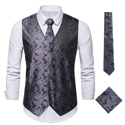 Herren Weste Elegant Blumenmuster Slim Fit