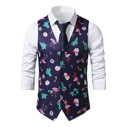 Herren Weihnachtsweste Lebhaftes Design Rot Gold