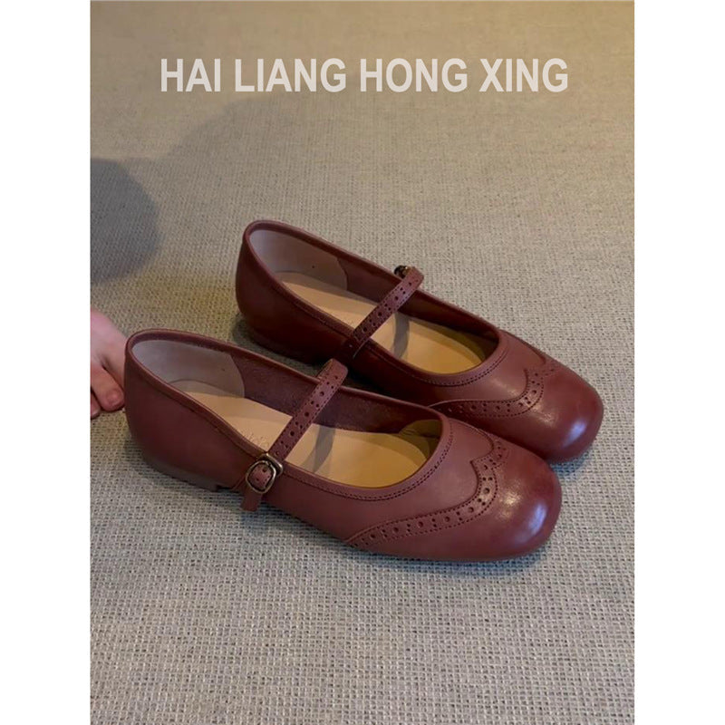 Damen Ballerinas Bequem Riemenverschluss Comfort Schuhe