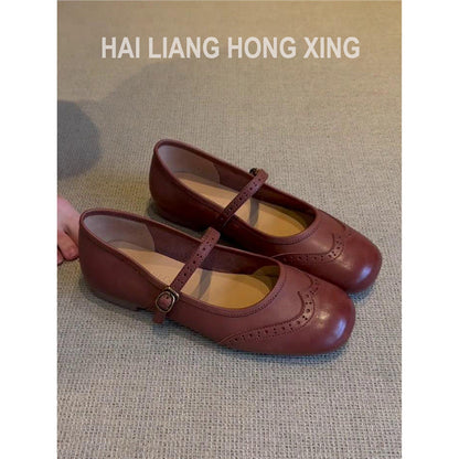 Damen Ballerinas Bequem Riemenverschluss Comfort Schuhe