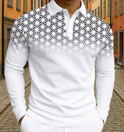 Herren Polohemd Langarm Modern Geometrische Muster