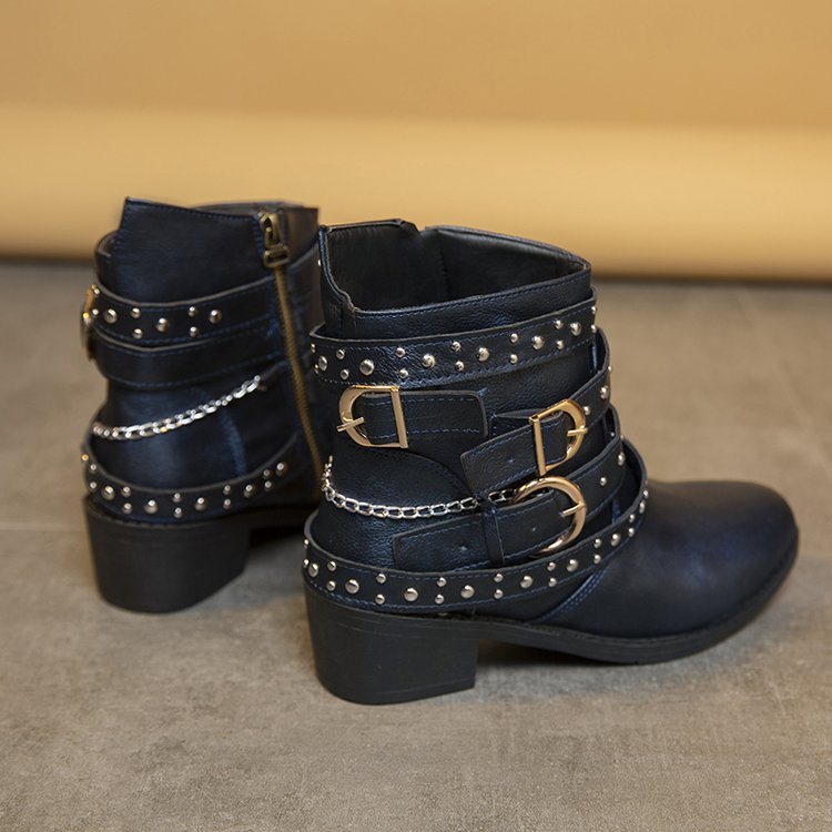 Damen Stiefeletten Chic Modisch Riemen Design