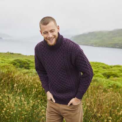 Herren Strickpullover Zopf Muster Hochkragen Modern
