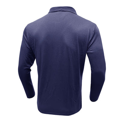 Herren Polo Langarm Streifen Design Modern