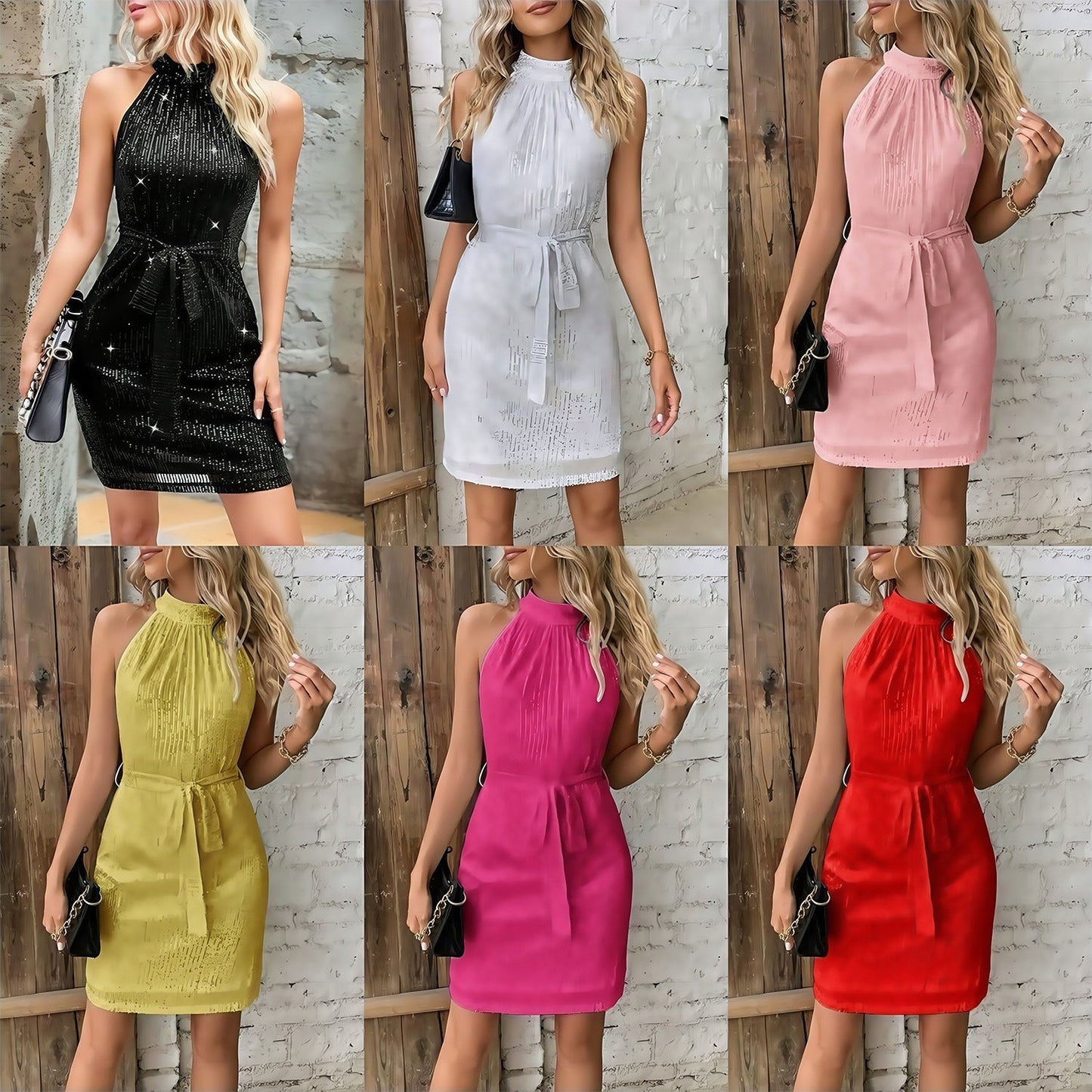 Elegantes Damen Cocktailkleid Plissiert Mit Bindegürtel - BerlinGlamour
