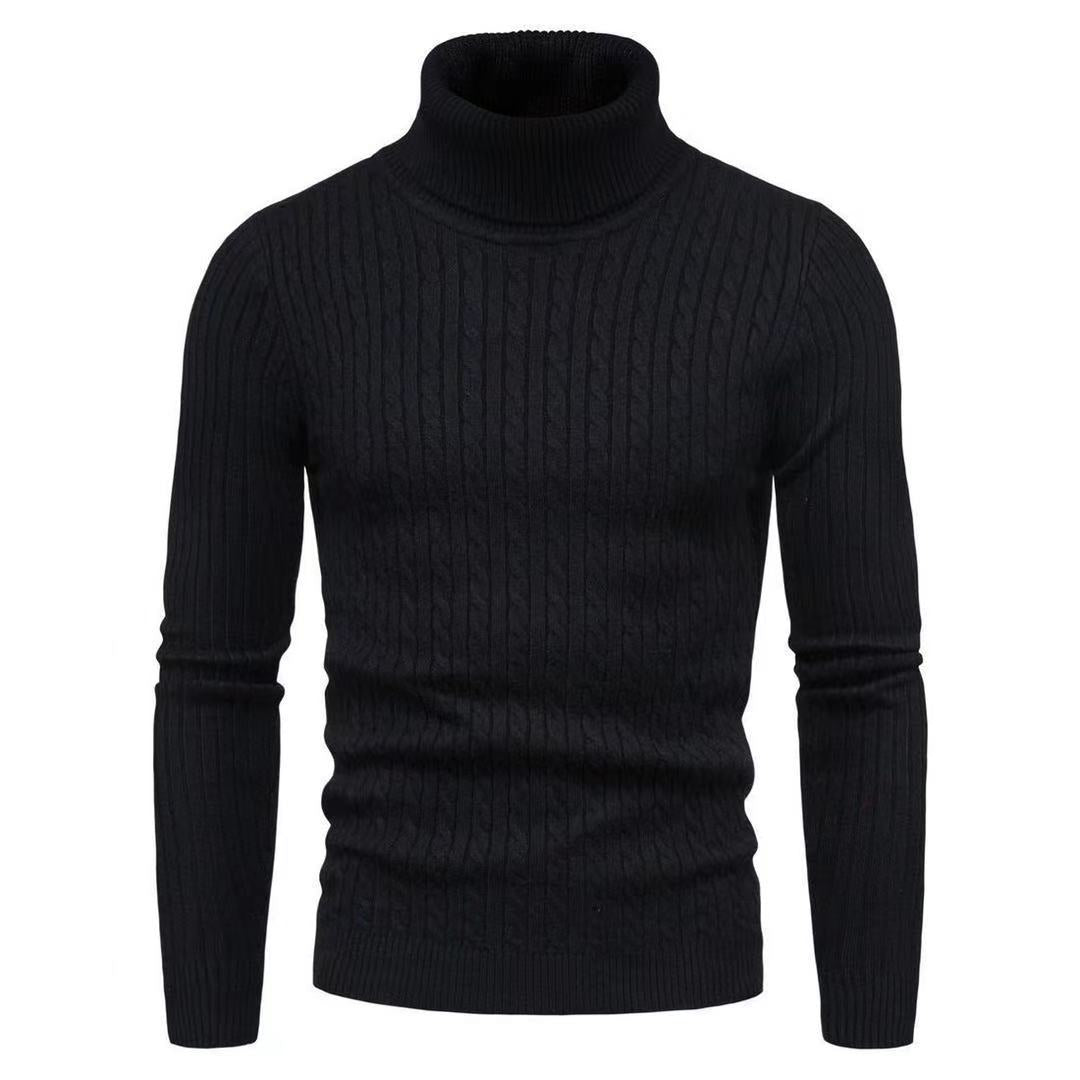 Herren Rollkragenpulli Strukturiert Zopfmuster Modern