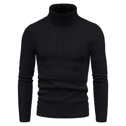 Herren Rollkragenpulli Struktur Zopfmuster Pullover Modern