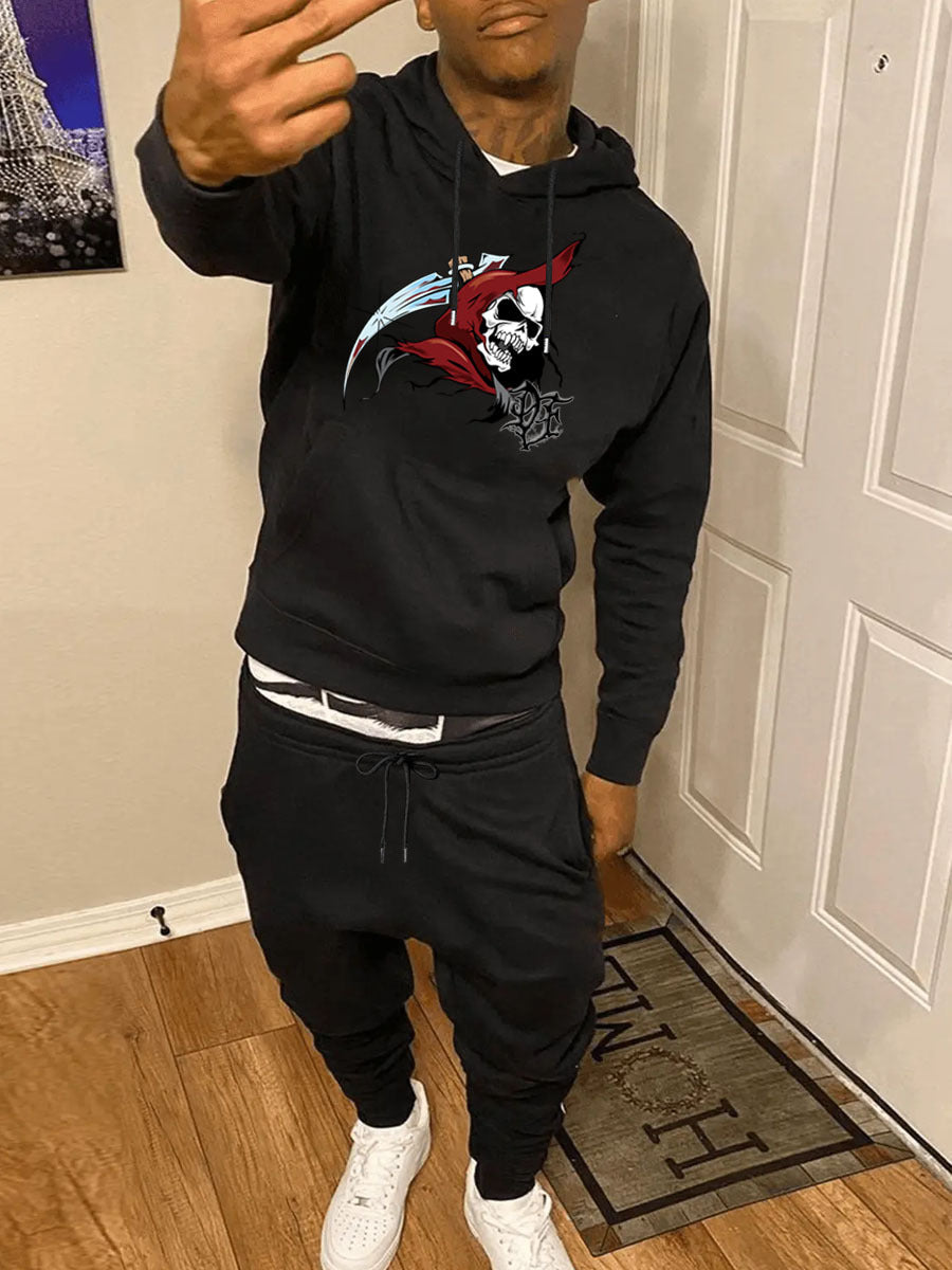 Herren Sportset Hoodie Jogginghose Set Grau Komfort