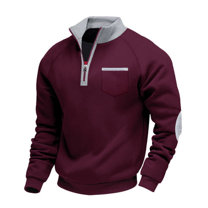 Herren Sweatshirt Mit Reißverschluss Brusttasche Sportlich