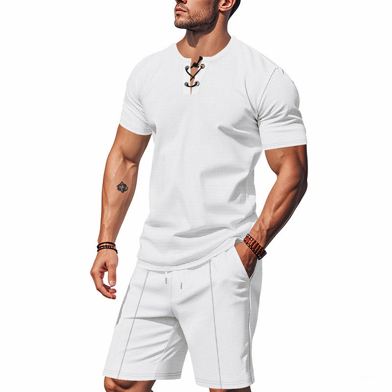 Herren Freizeit Set Rundhalsausschnitt Casual Praktisch