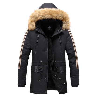 Herren Winterparka Abnehmbarer Kunstfellkragen Warm