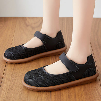 Damen Ballerinas Bequem Elastisch Klettverschluss