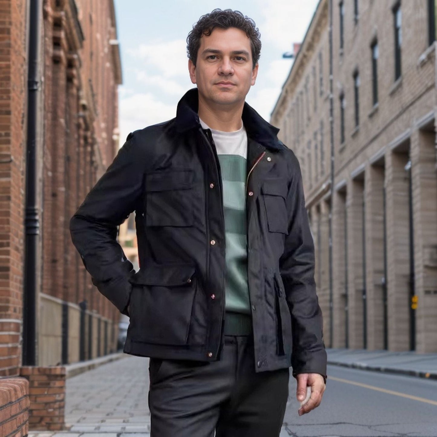 Herren Sportjacke Waterproof mit Taschen und Kragen - BerlinGlamour